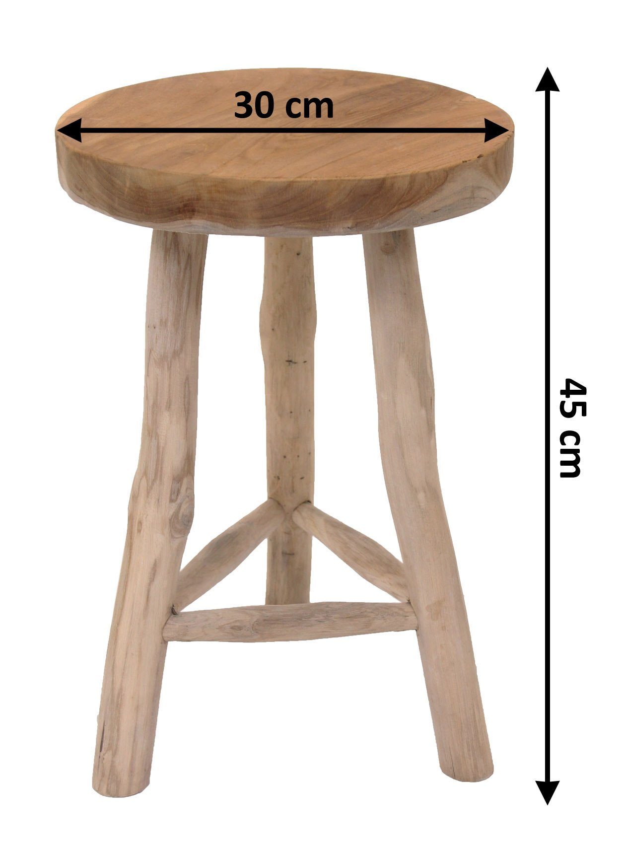 Spetebo Blumenhocker Teak Blumenhocker mit 3 Beinen - Ø 30 cm (Packung, 1 St., 3-Fuß), Massiver Holz Pflanzenständer