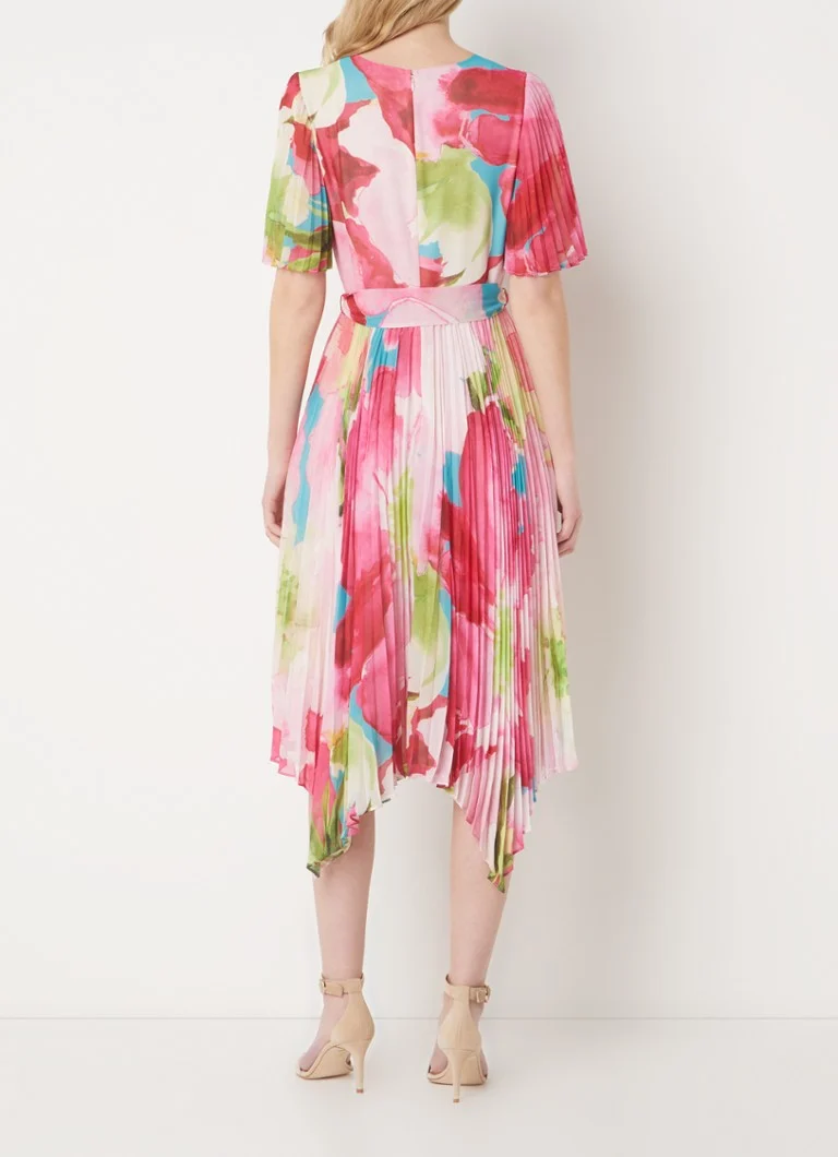 Rochie tunică midi Phase Eight Kendall cu imprimeu floral și pliuri.