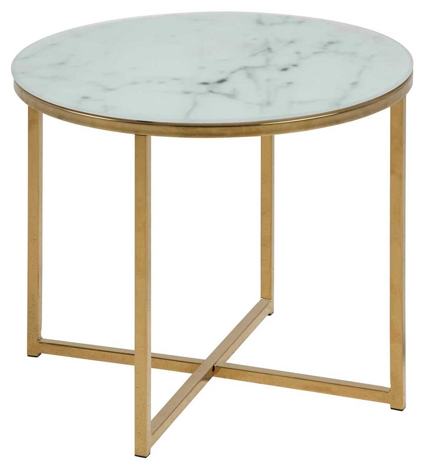 Beistelltisch Beistelltisch, ALEXANDER, Weiß, Gelb, Ø 50 cm