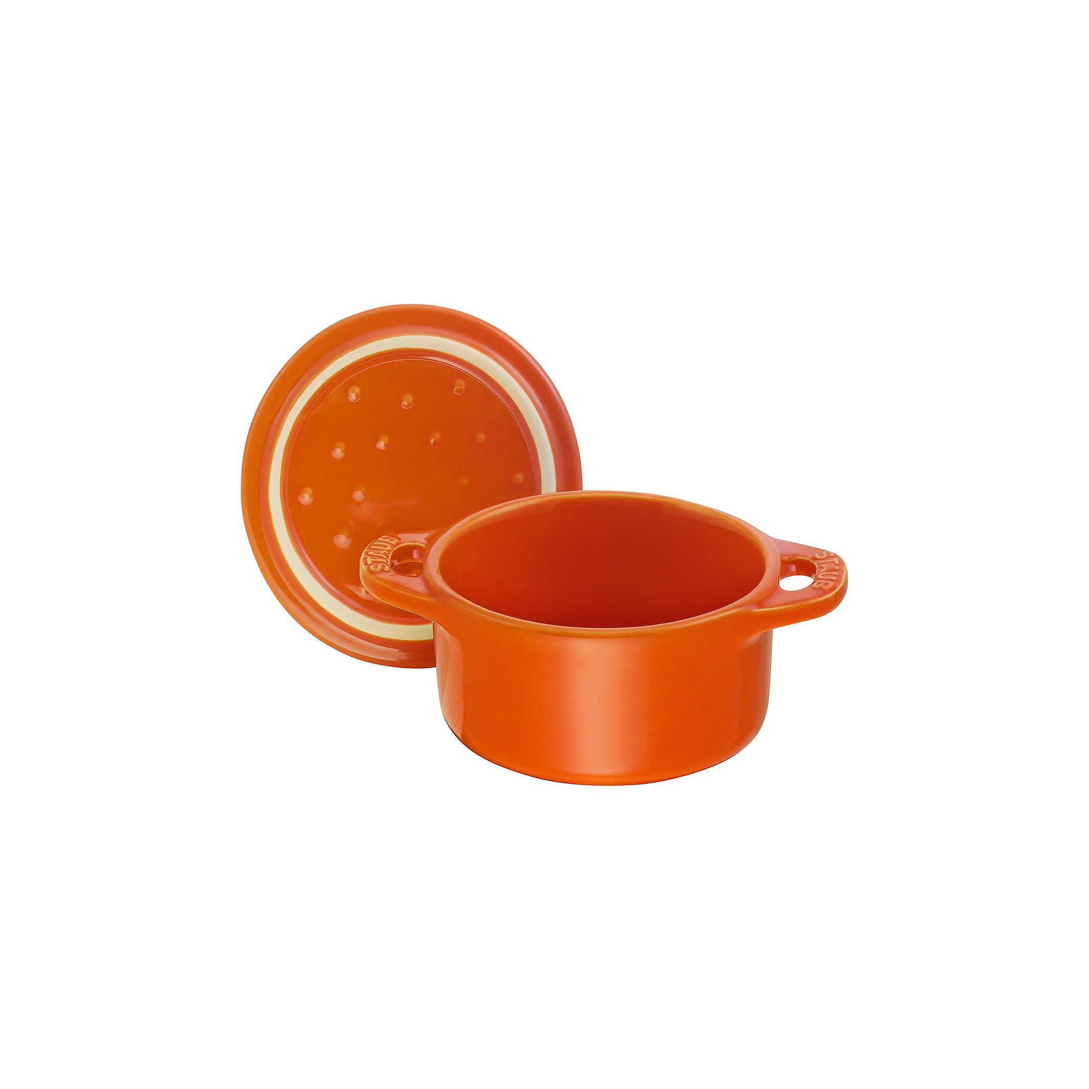 Mini Cocotte 10 cm, rund, Orange, Keramik