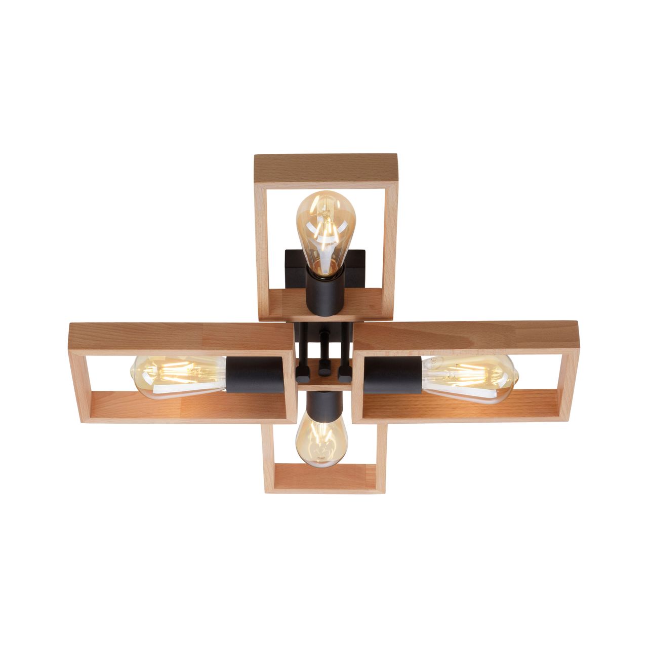 JUST LIGHT LeuchtenDirekt Deckenleuchte FRAME, 4xE27/max. 60W, Innenleuchte, IP20, Metall und Holz