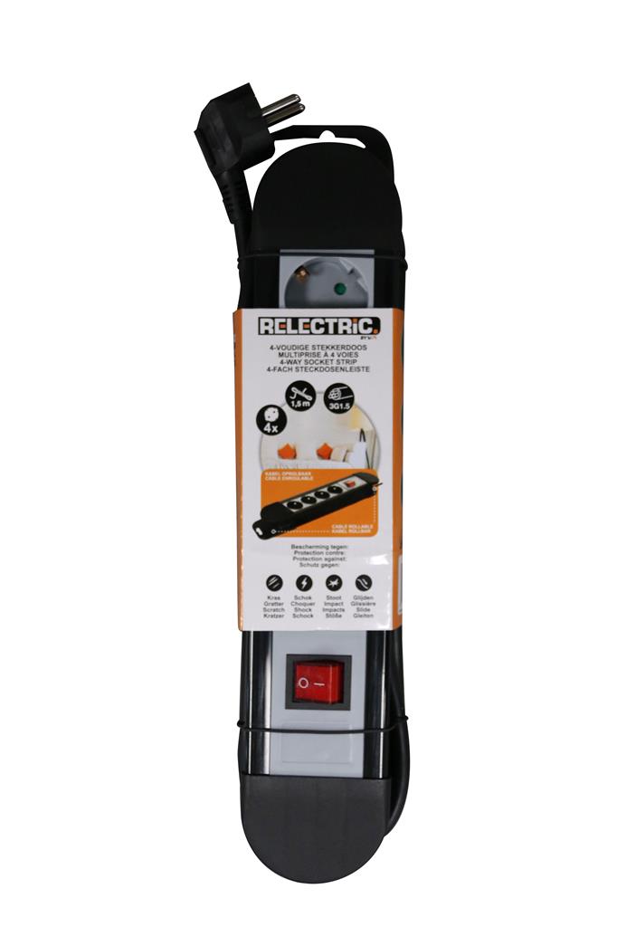 Relectric RELEC492244 maitinimo laidas 1,5 m, 4 krypčių, 3 x 1,5 mm