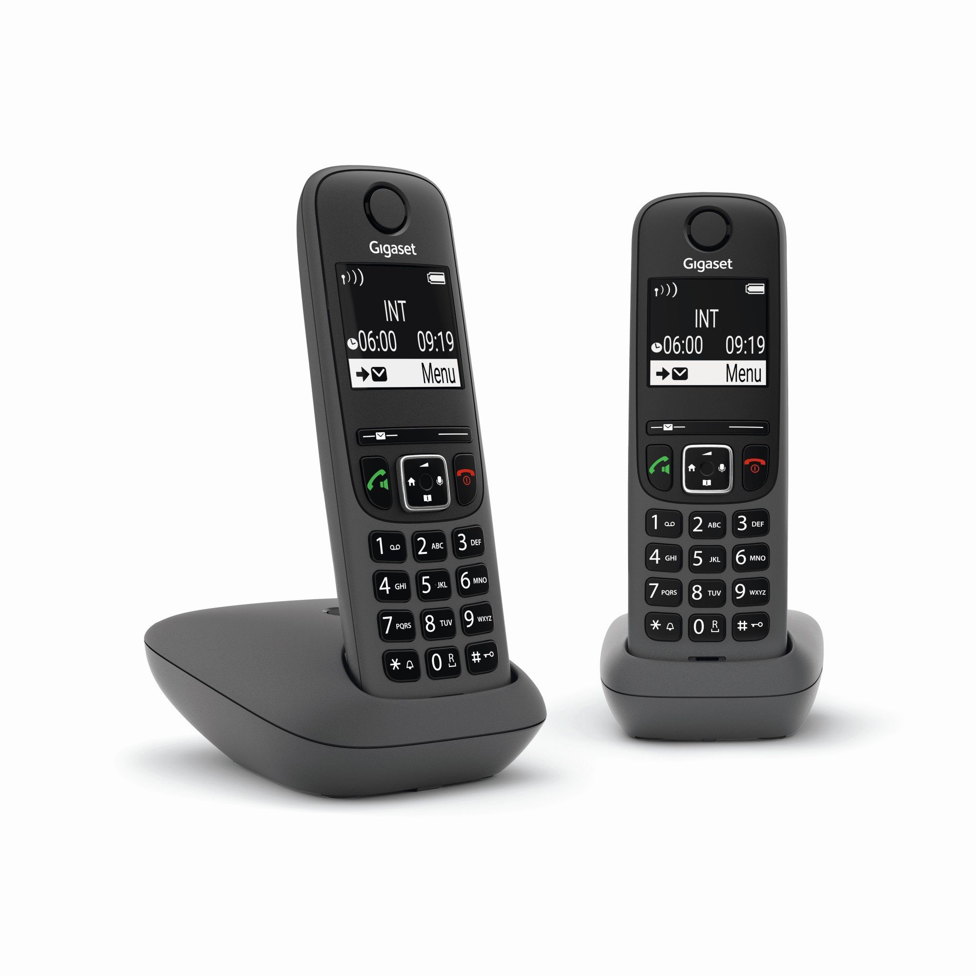 Gigaset AE 690 Duo anthrazit Schnurloses DECT-Telefon (Mobilteile: 2, zwei Mobilteile)
