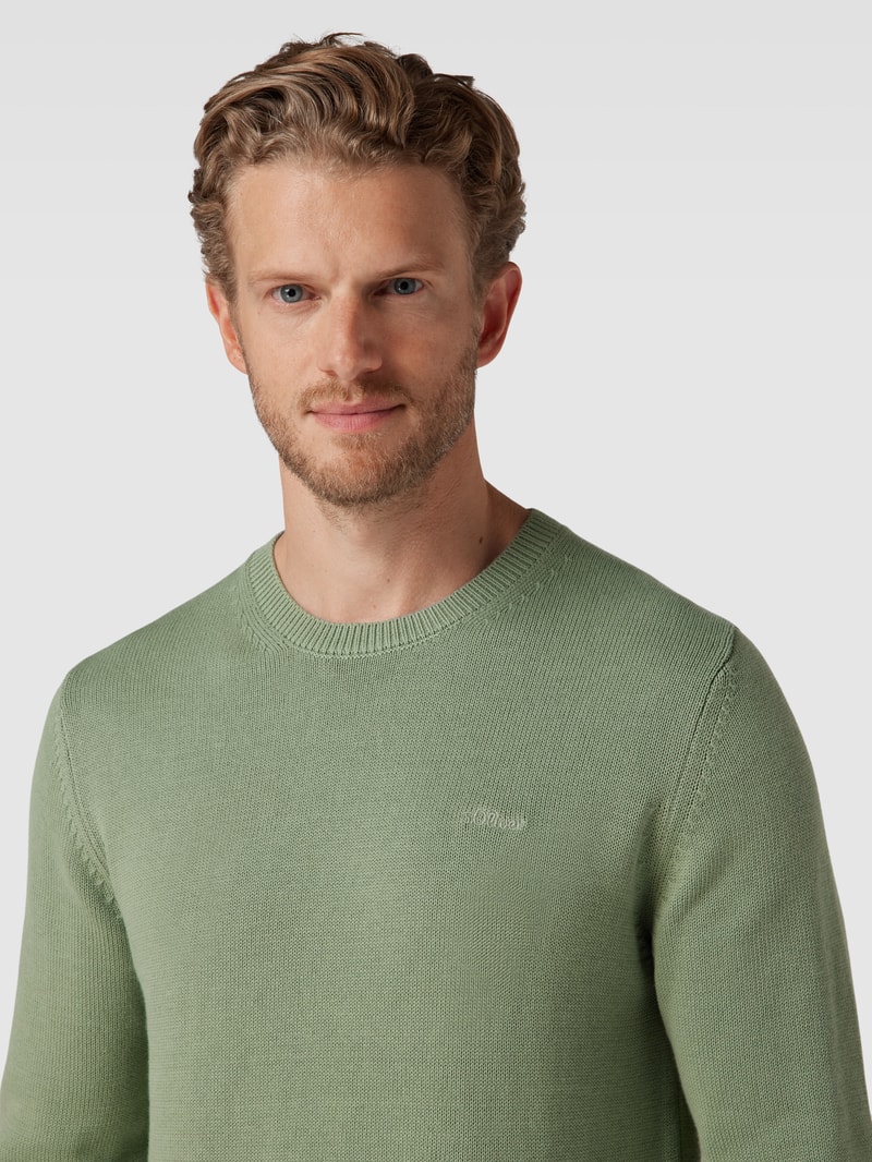 Strickpullover mit Label-Stitching in lindgrün