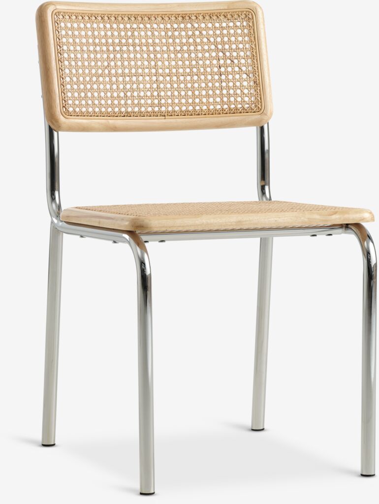 Cadeira de jantar HASSING em rattan e cromo