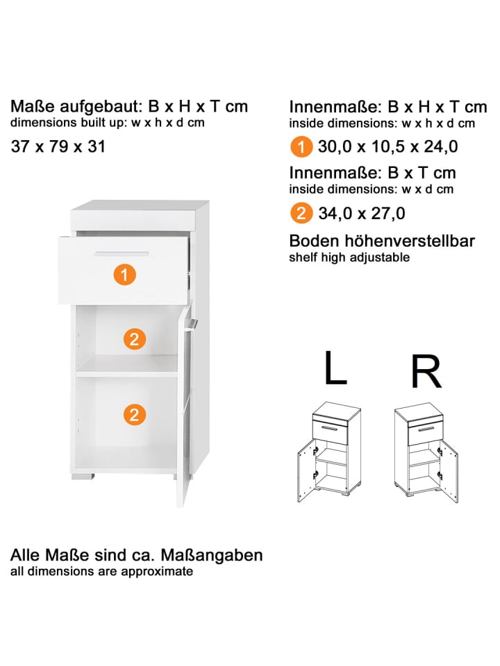 ebuy24 Badschrank AmandaMandoBea Eiche Dekor 37 x 31 cm günstig kaufen onesize