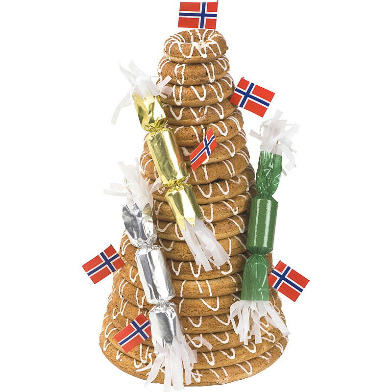 Lea Kransekake 18 ringer, ferdig pyntet