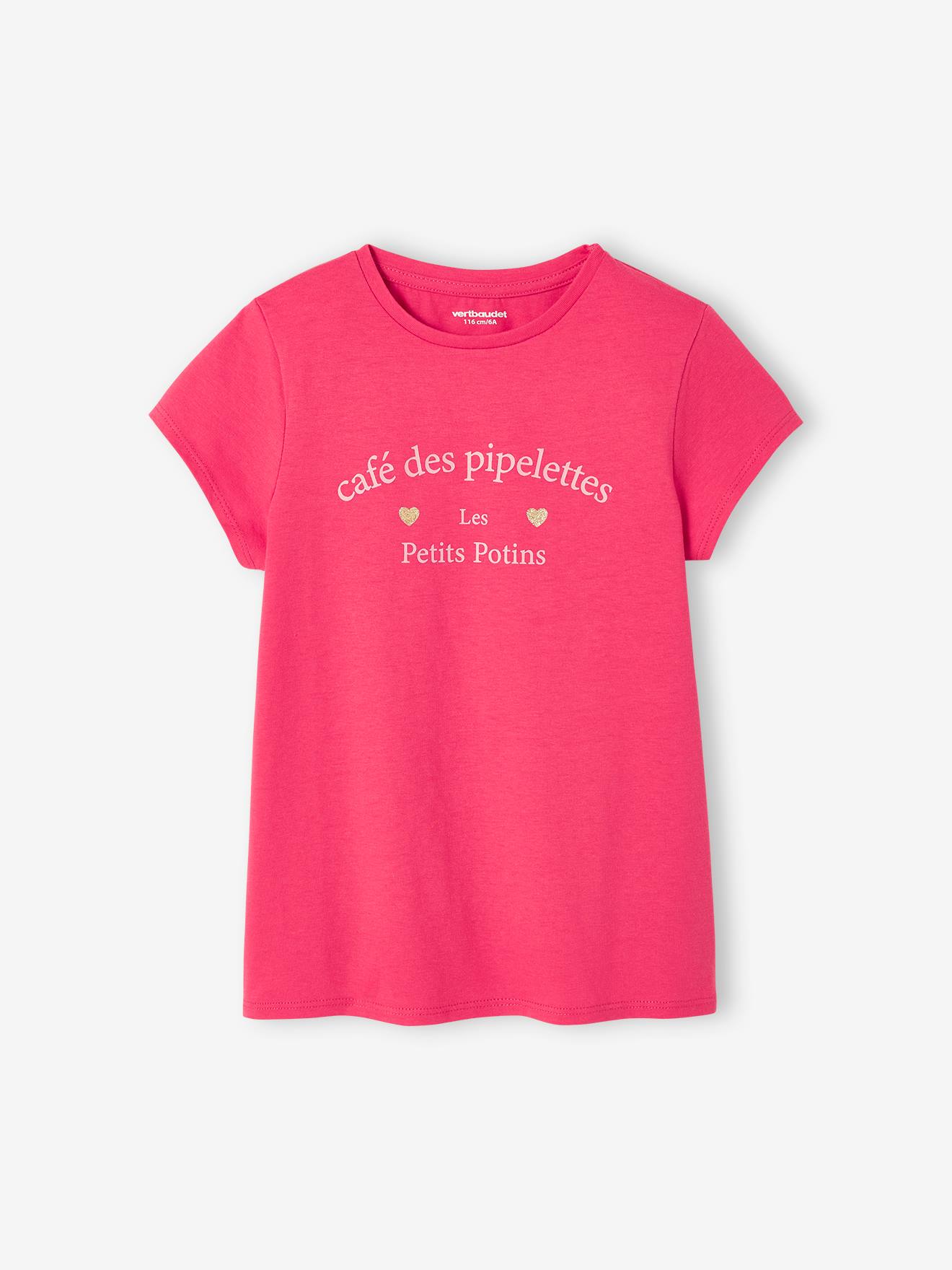 Vertbaudet 3er-Pack Mädchen T-Shirts, Glanzdetails BASIC Oeko-Tex - himbeer