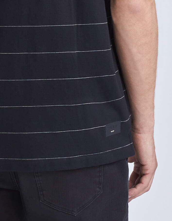 T-shirt noir à rayures écrues Homme