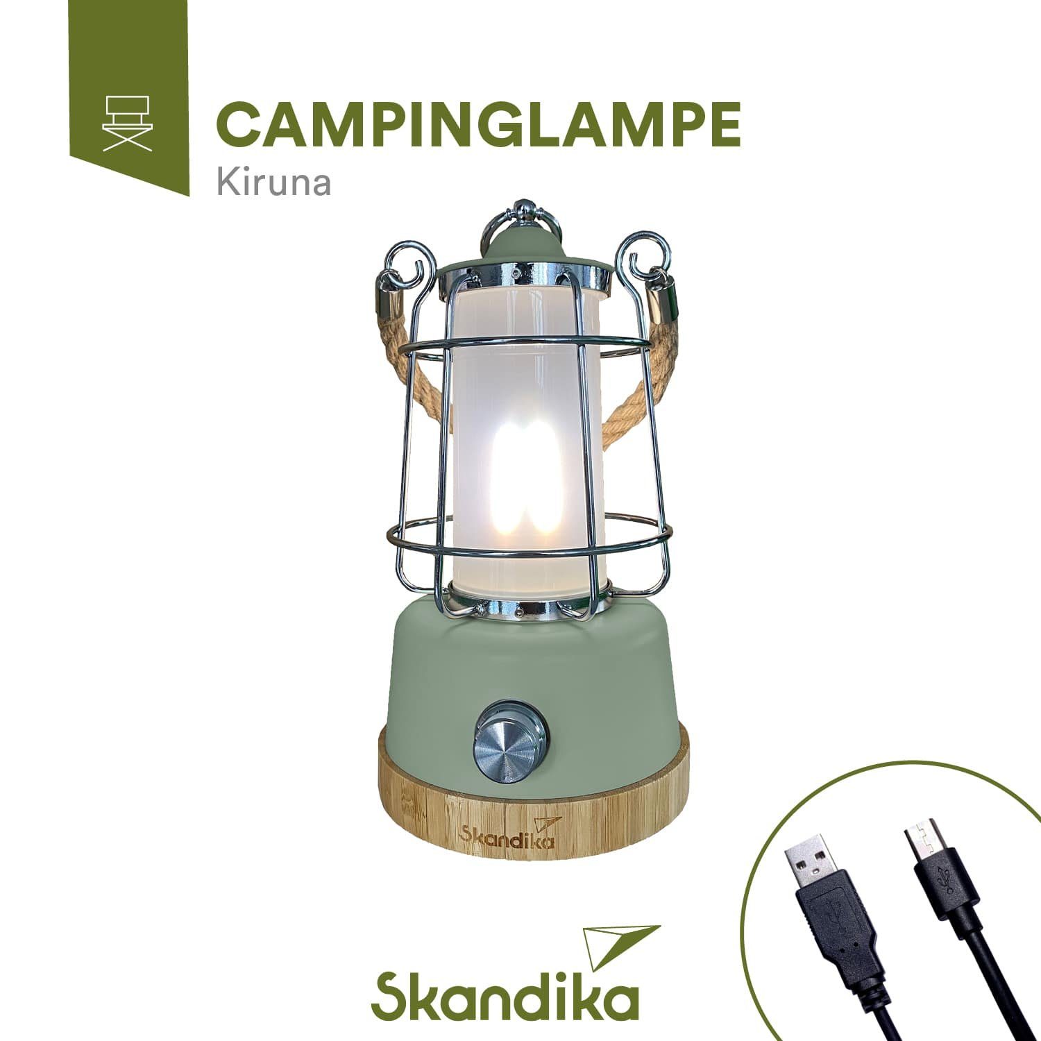 Skandika LED Gartenleuchte Campinglampe Kiruna, mit Powerbank 5000 mAh, Campinglampe mit Powerbank, stufenlos dimmbar