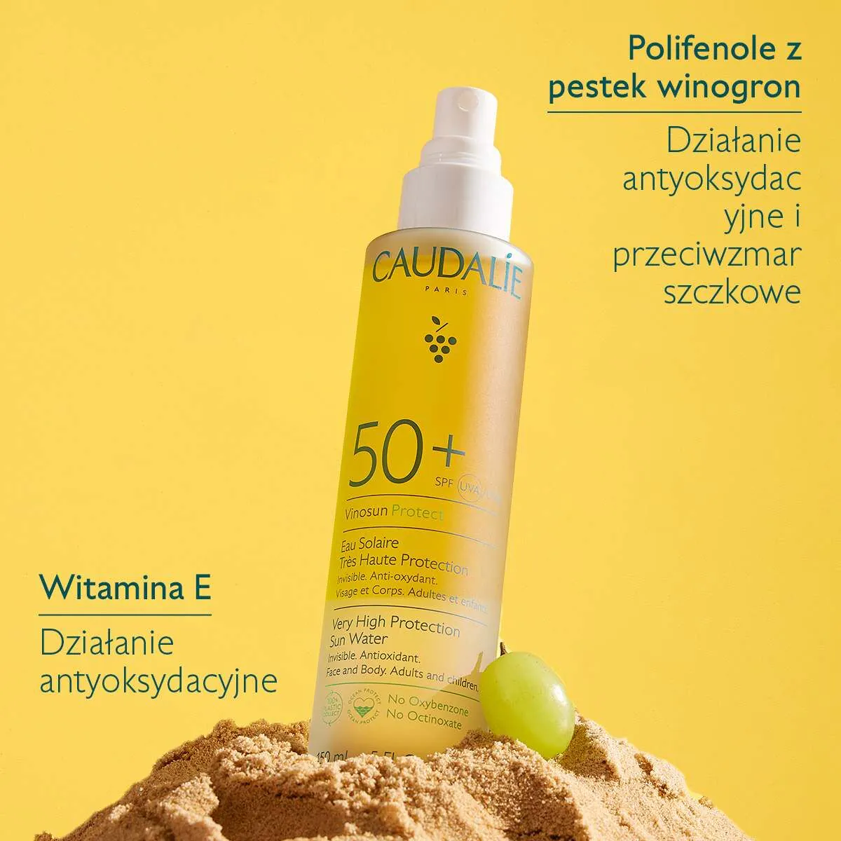 Caudalie Vinosun Protect Solar Water με πολύ υψηλή προστασία SPF50+