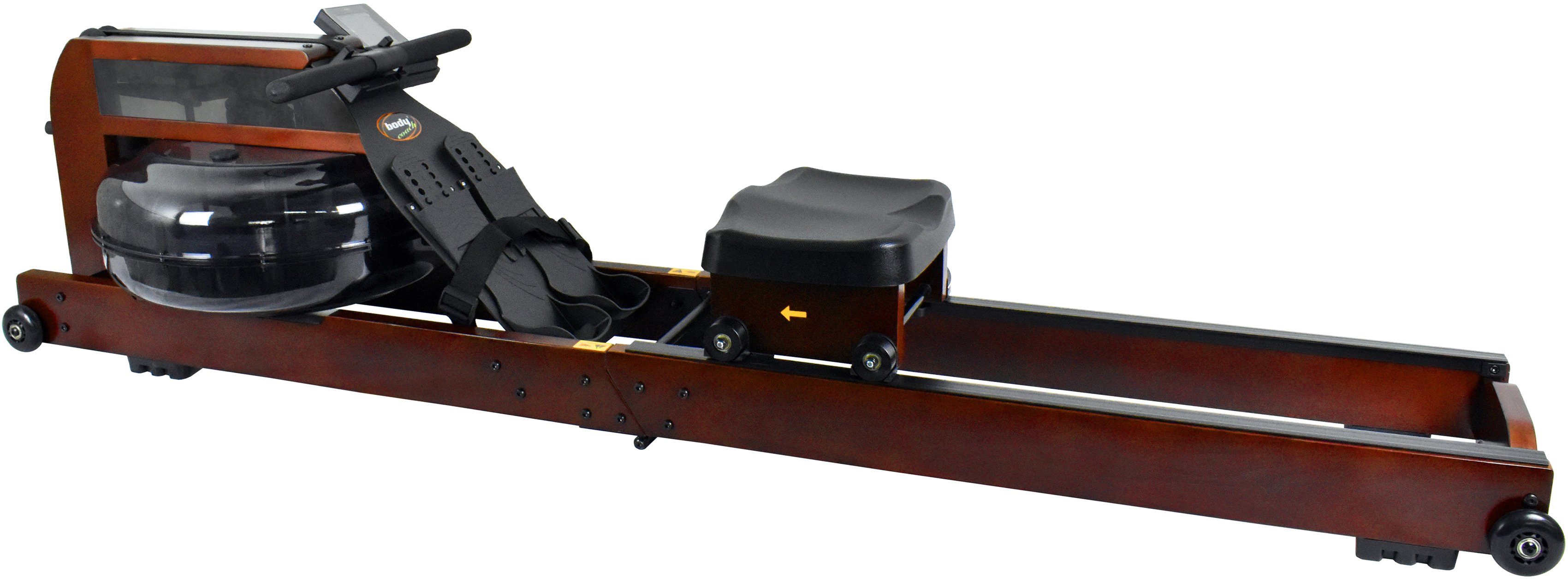 body coach Ruderzugmaschine Wood Champion II Rower, extra großer Wassertank, platzsparend faltbar