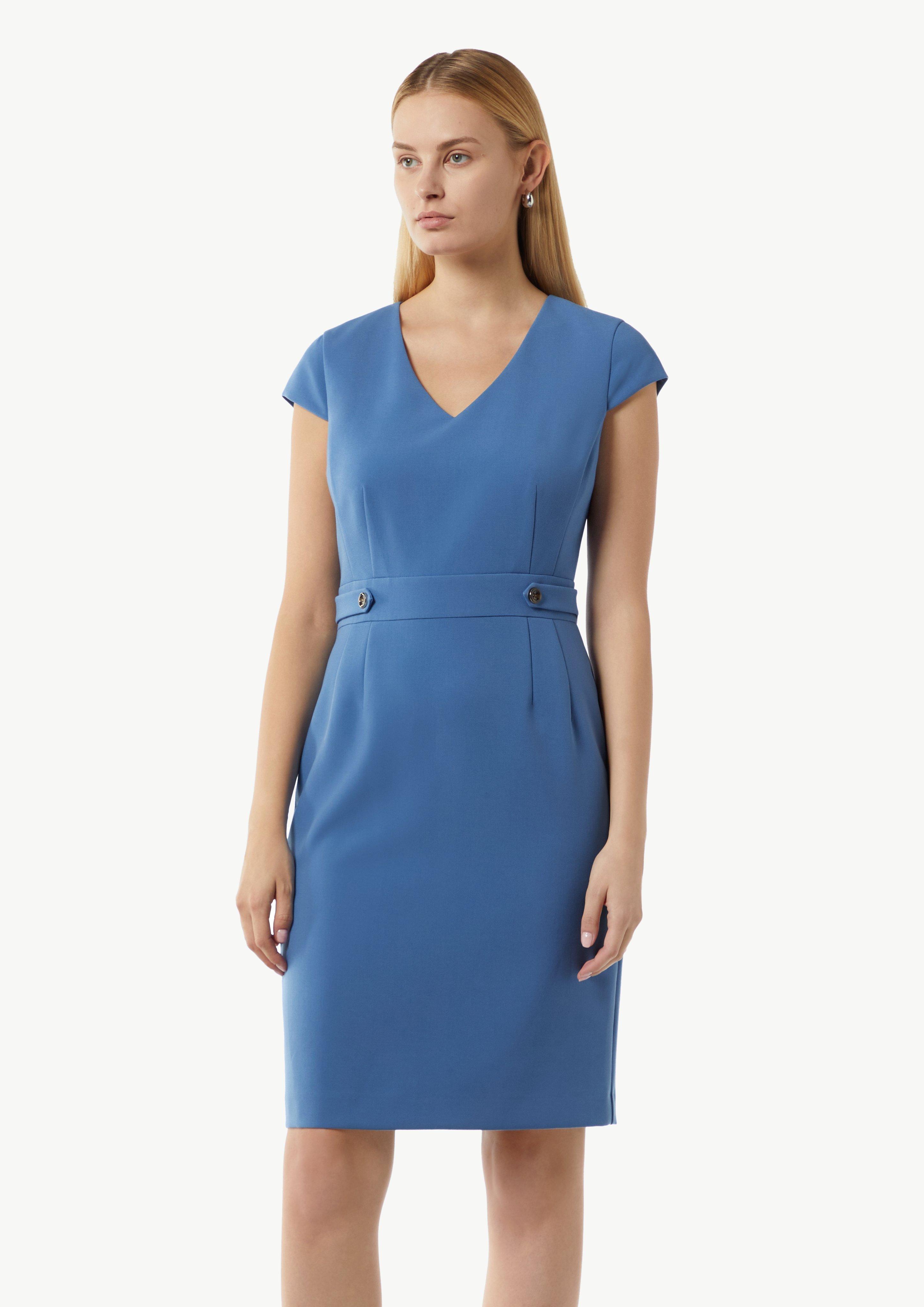 Antailliertes Etuikleid aus Twill - royalblau