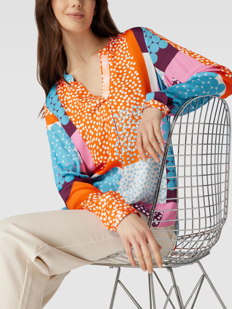 Blusenshirt mit Allover-Print in orange