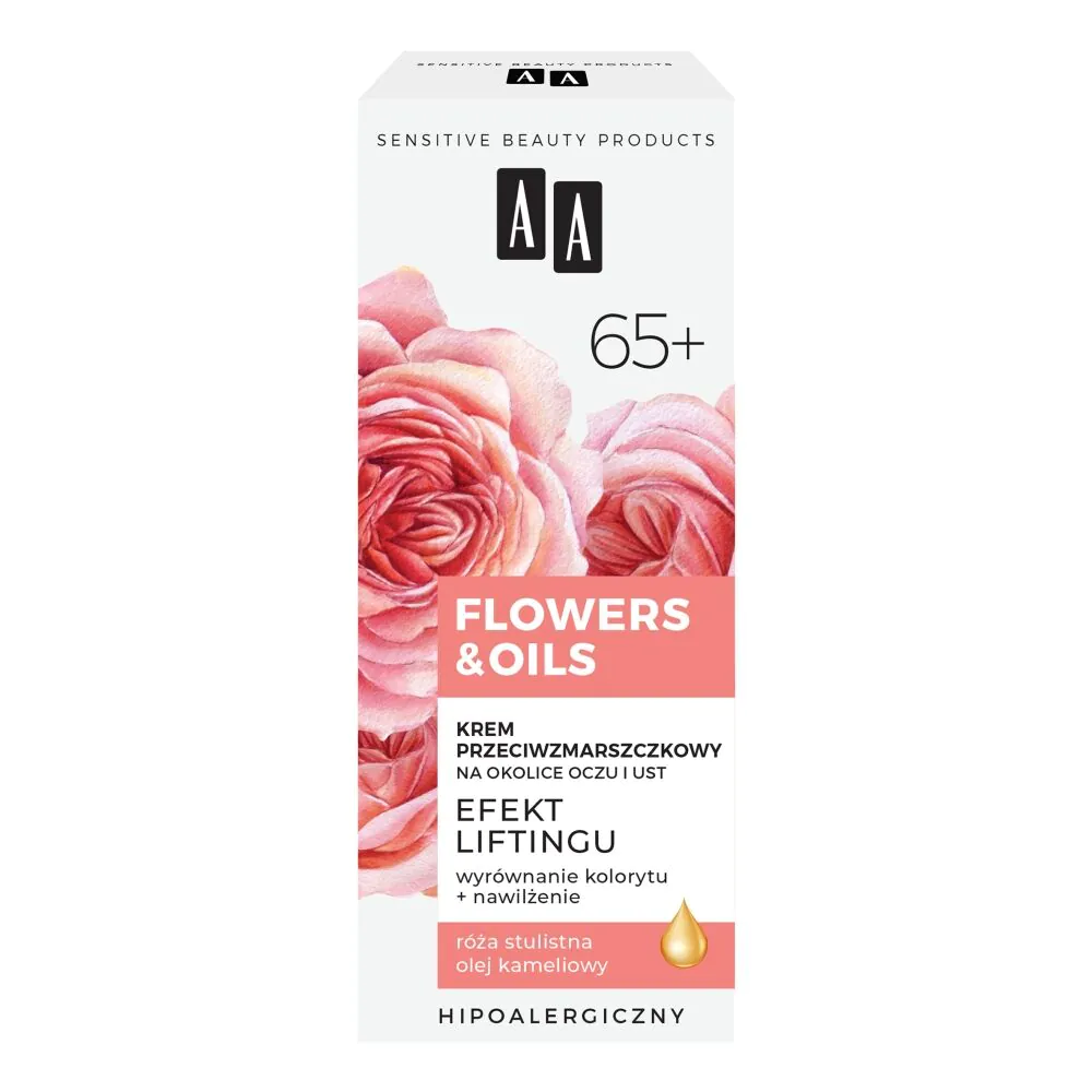 AA Flowers & Oils 65+ krema protiv bora za područje oko očiju i usta s efektom liftinga