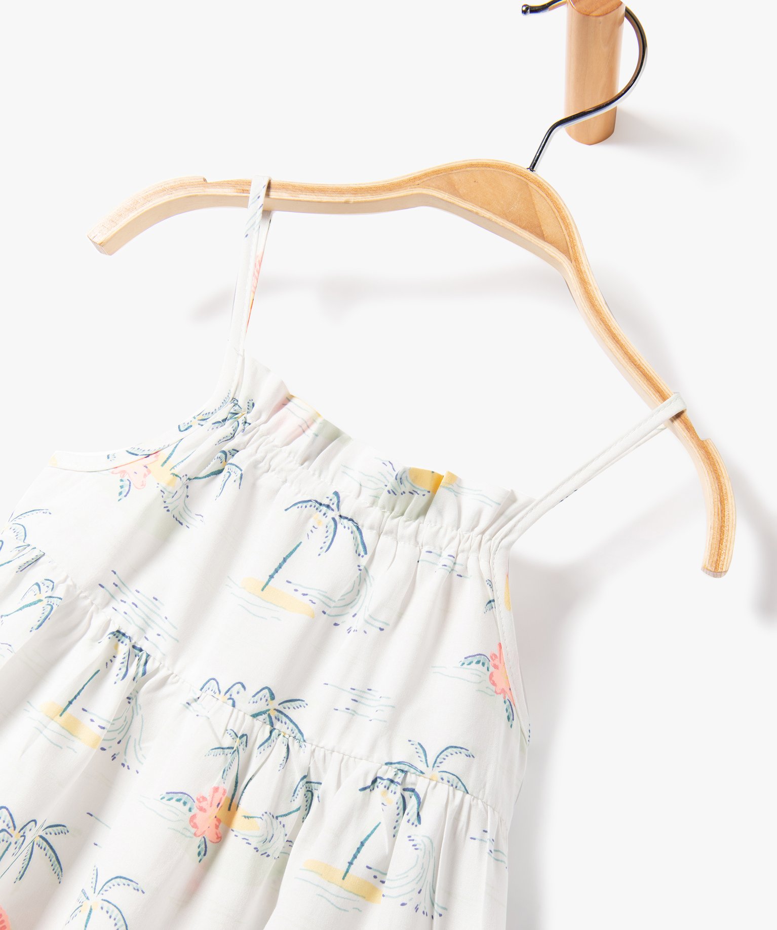 Robe bébé fille à bretelles et motifs ecru | GEMO