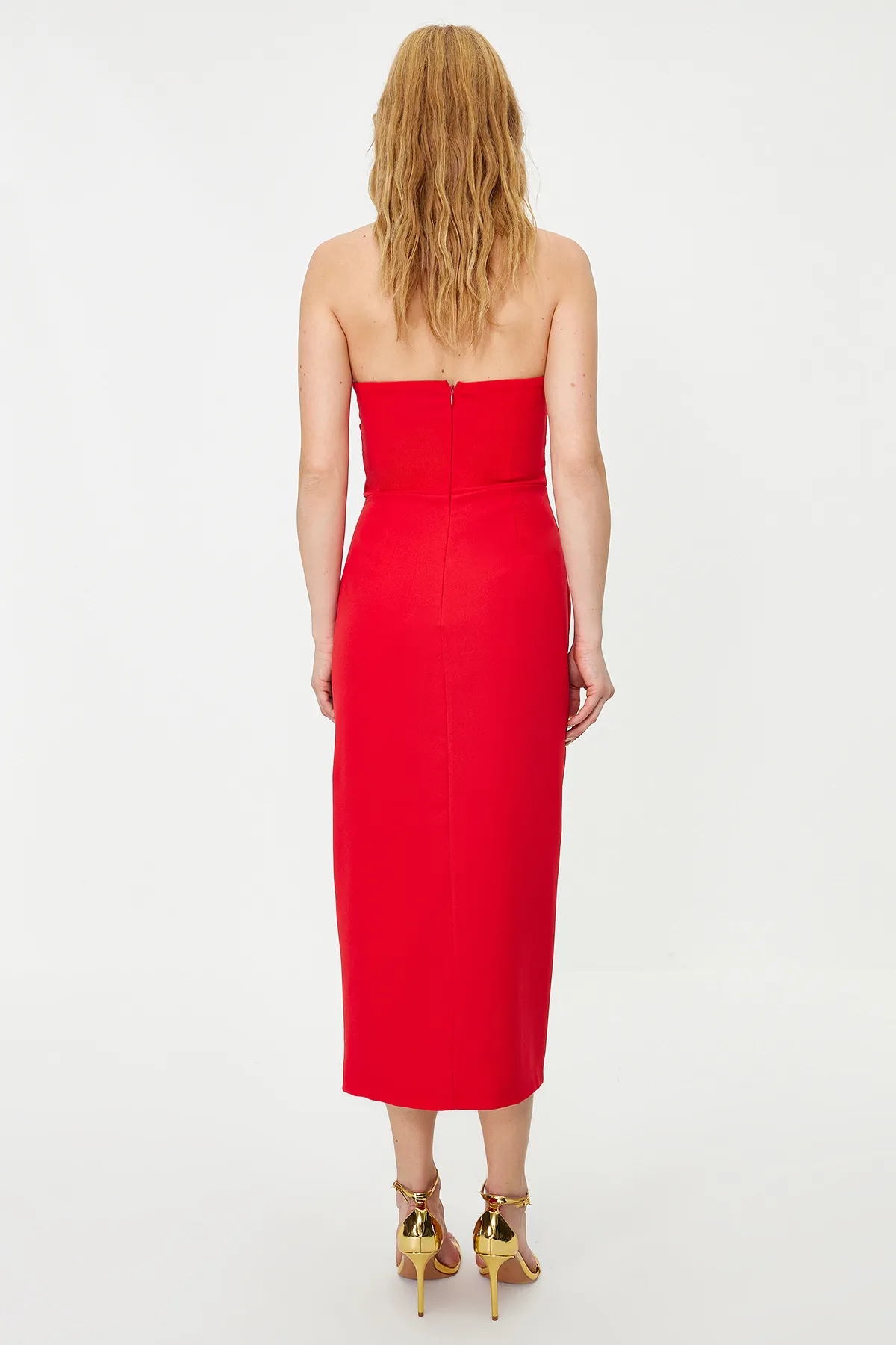 Trendyol Collection  Rotes, tailliertes, gewebtes, elegantes Abendkleid