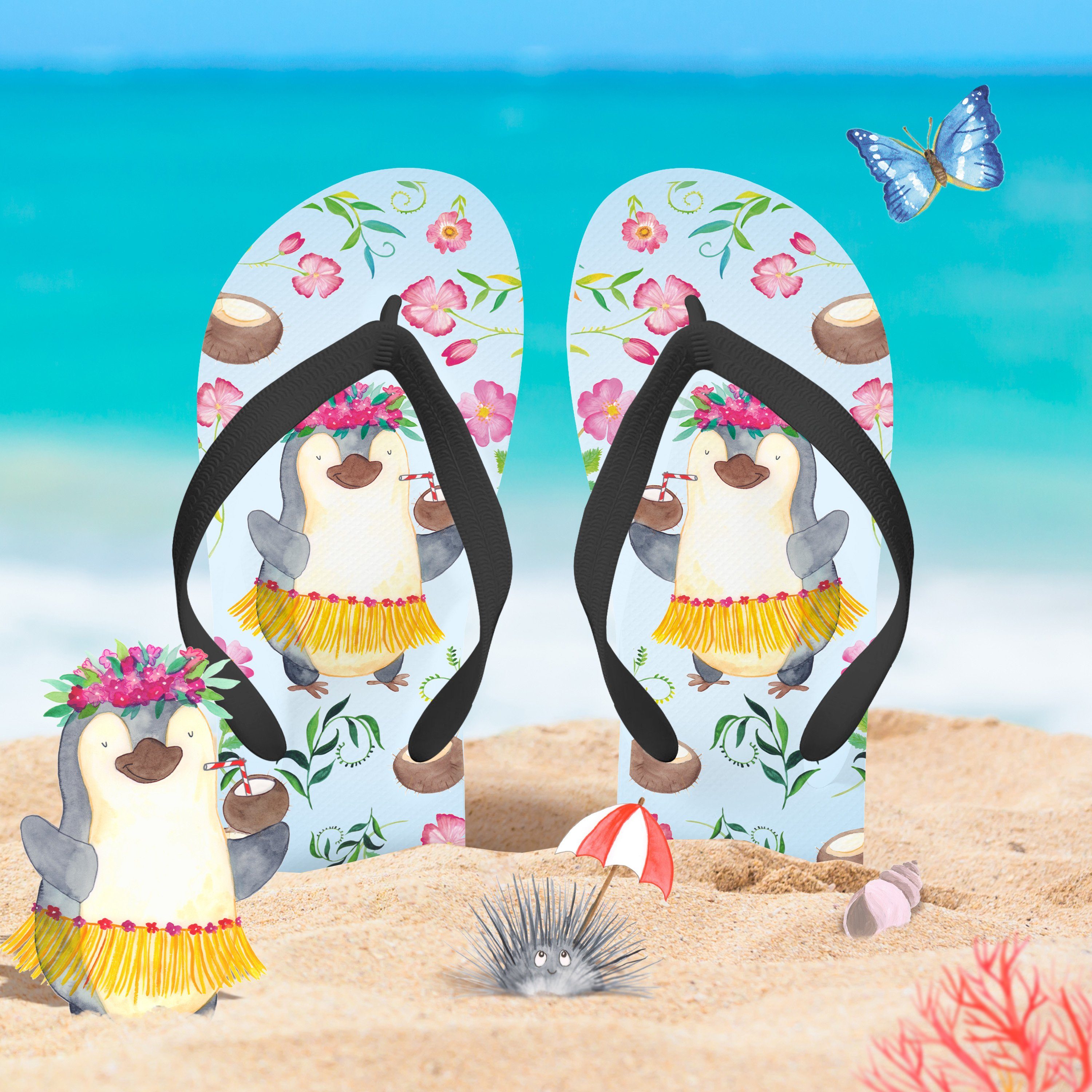 Mr. & Mrs. Panda Pinguin Kokosnuss - Weiß - Geschenk, Sommerschuhe, Badeschuhe, Pingui Badeschuh (1-tlg)