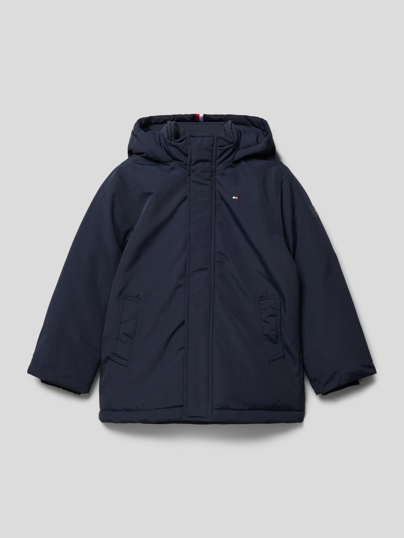 Parka mit Label-Stitching in marineblau