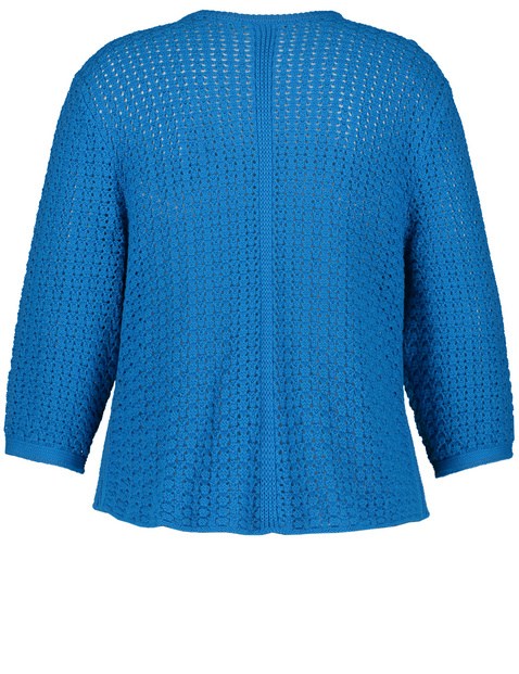 3/4 Arm Strickjacke aus Lochstrick