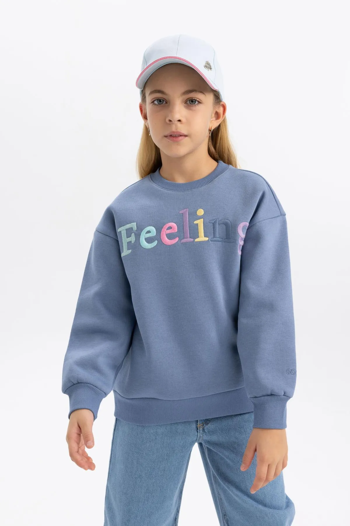 DeFacto  Bedrucktes, weiches, flauschiges, dickes Sweatshirt für Mädchen mit Rundhalsausschnitt