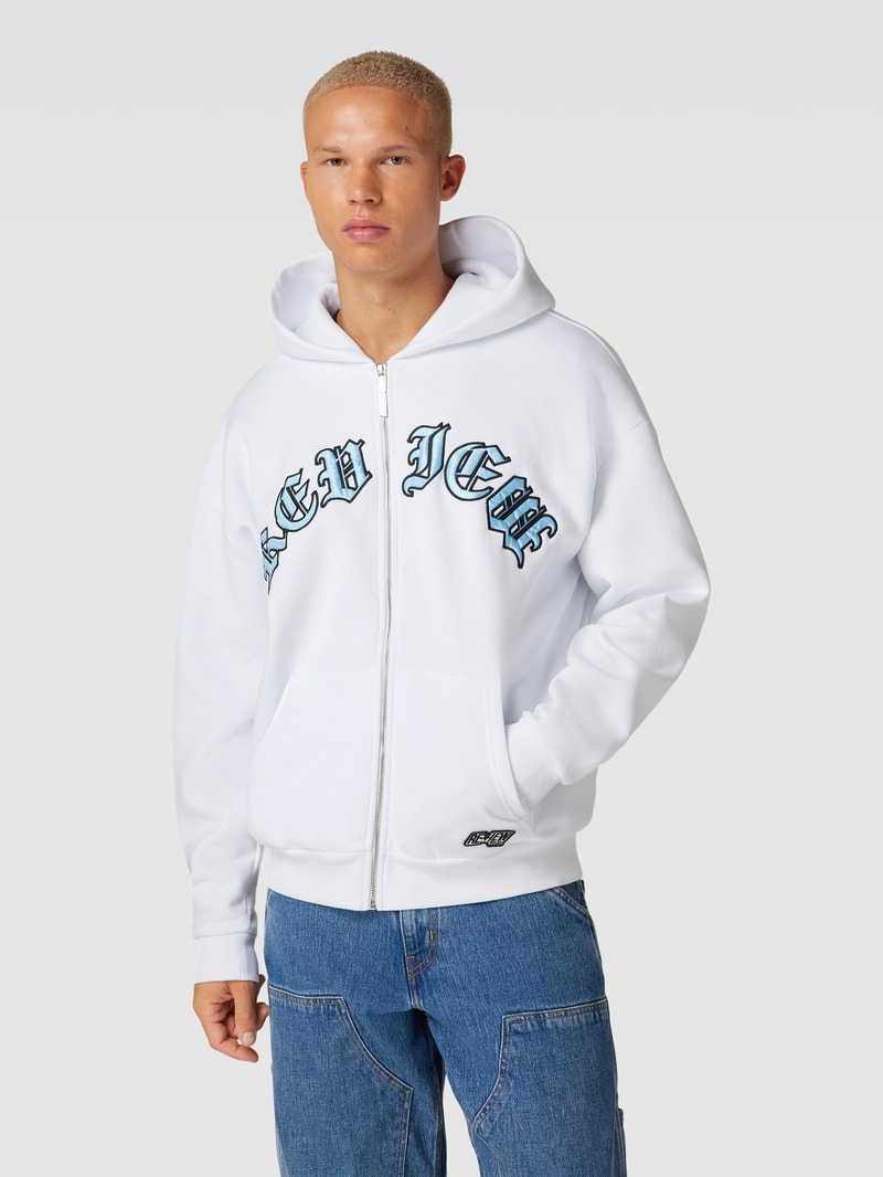Sweatjacke mit Label-Motiv in weiß