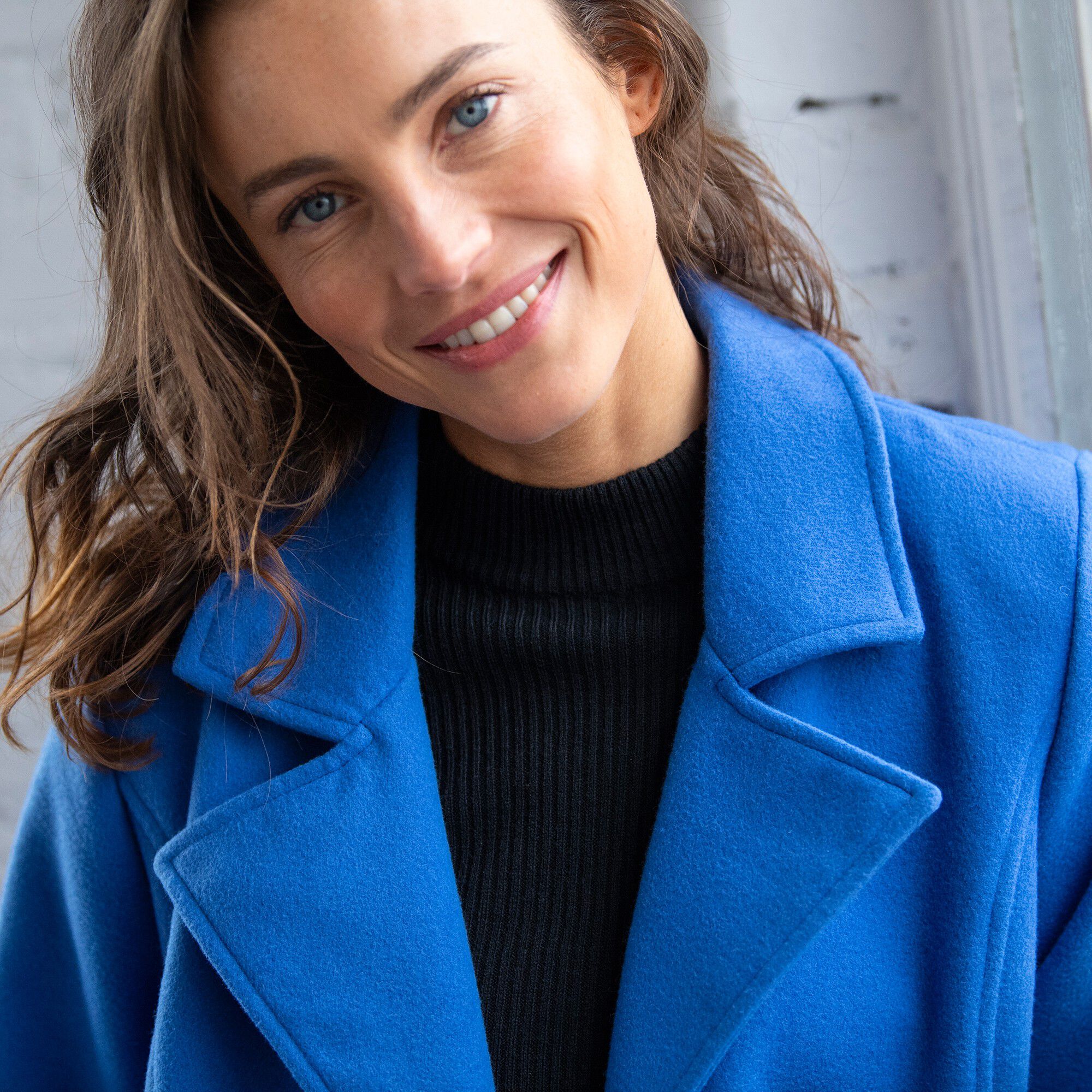 Manteau caban aspect drap de laine