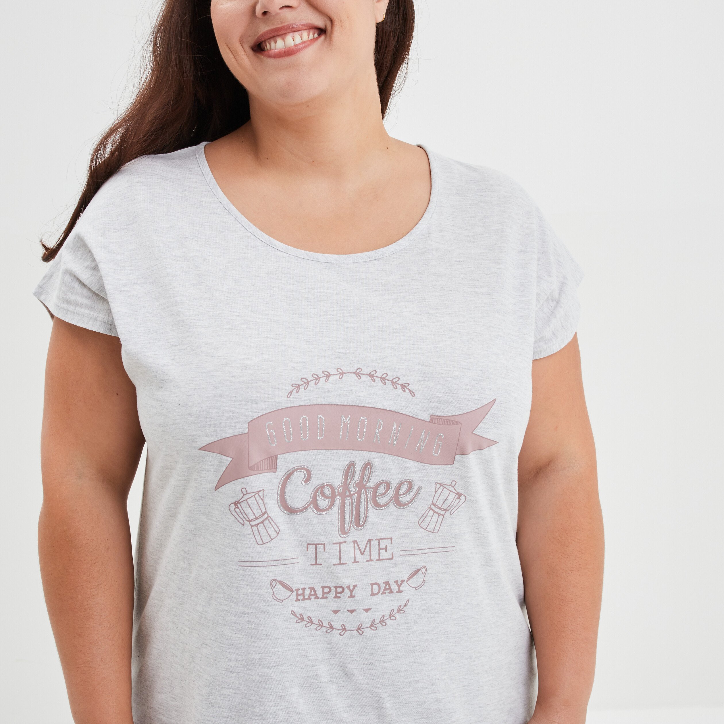 Ensemble pyjama corsaire Modavista gris clair femme grande taille | La Halle
