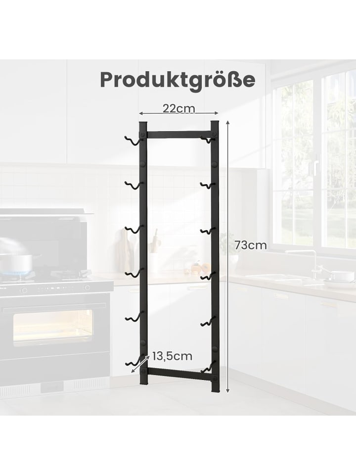 COSTWAY Weinregal Wand für 6 Flaschen in Schwarz günstig kaufen 22 cm