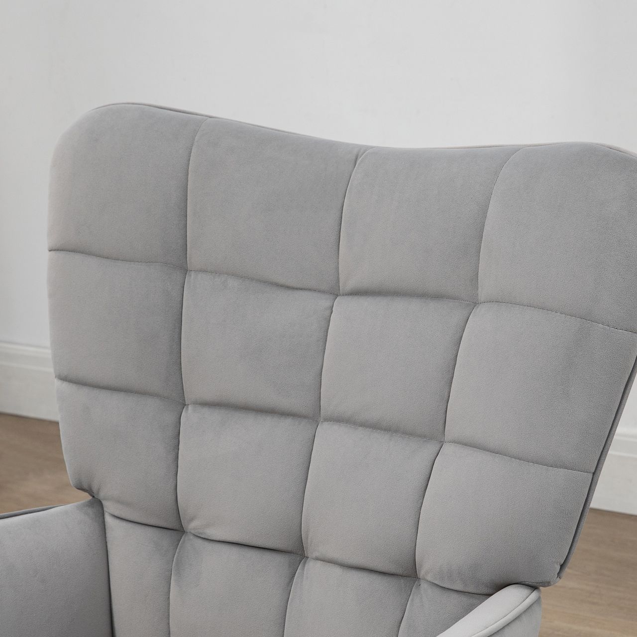 HOMCOM Ohrensessel mit Hocker, Relaxsessel, Loungesessel mit Samtoptik