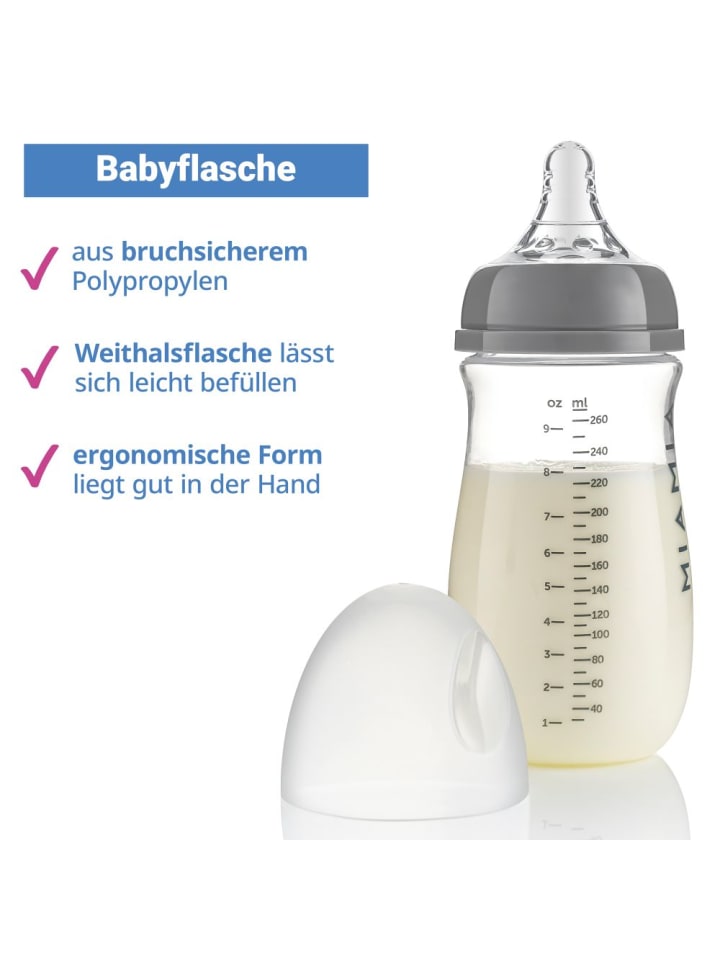 MiaMia 13-tlg. Starter-Set / Flaschen-Set - 6 PP-Flaschen in grau günstig kaufen onesize