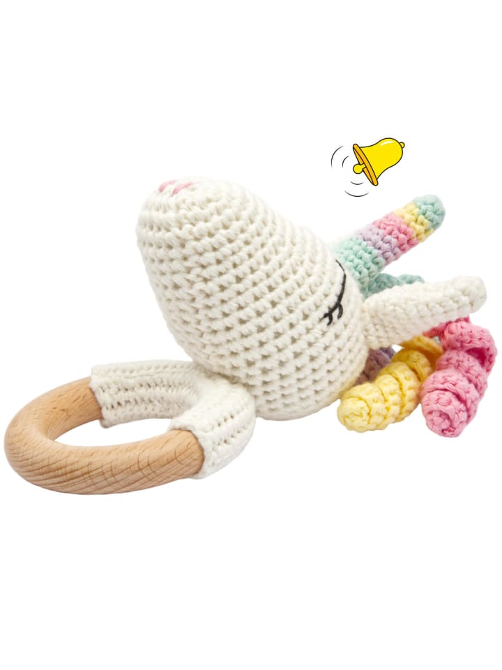 miniHeld Handgestrickter Einhorn Rainbow Set Babyrassel Holz Baumwolle 16 cm 0 Monate günstig kaufen onesize