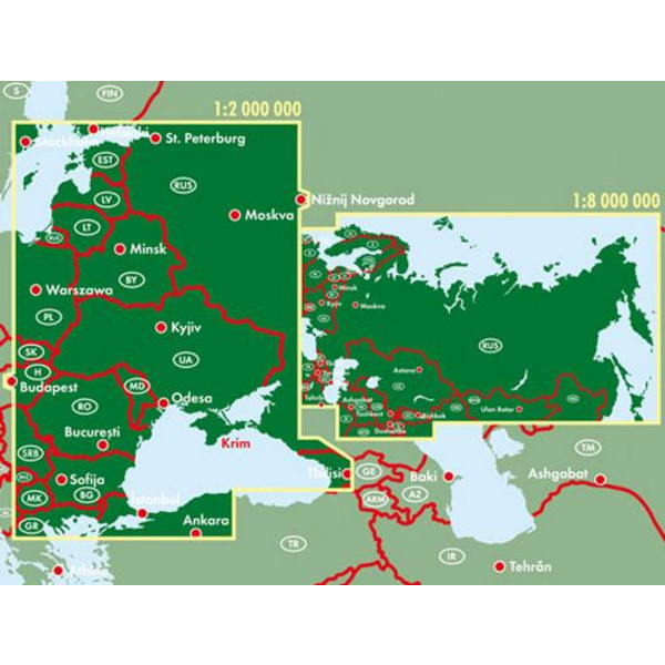 Russland GUS 1 : 2 000 000 / 1 : 8 000 000 - Straßenkarte
