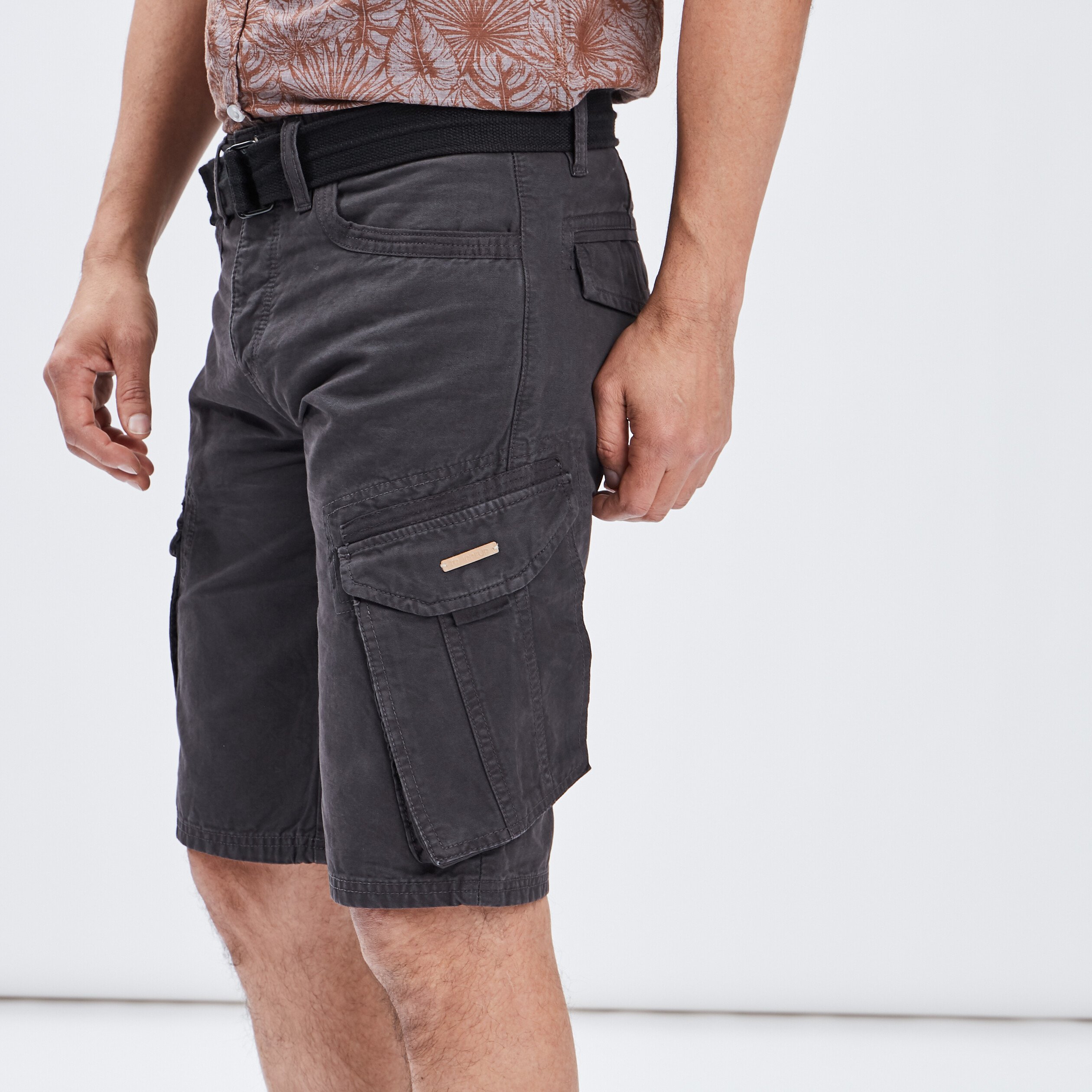 Bermuda regular avec ceinture Trappeur gris foncé homme | La Halle