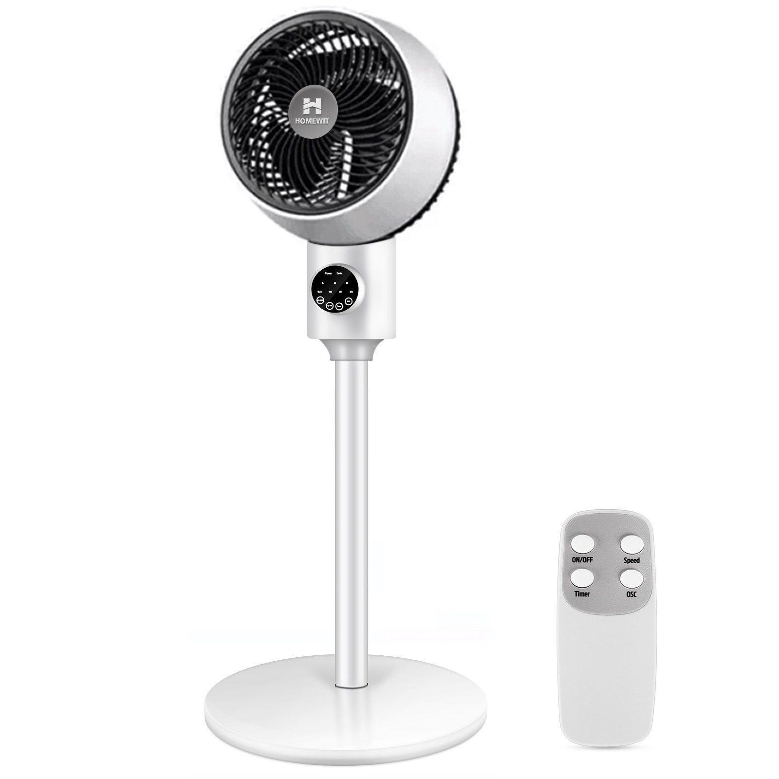 Homewit Standventilator 35W 30dB leise Ventilator 3D Luftumwälzung mit Timer und Fernbedienung, Für Fitnessstudio Schlafzimmer Wohnzimmer