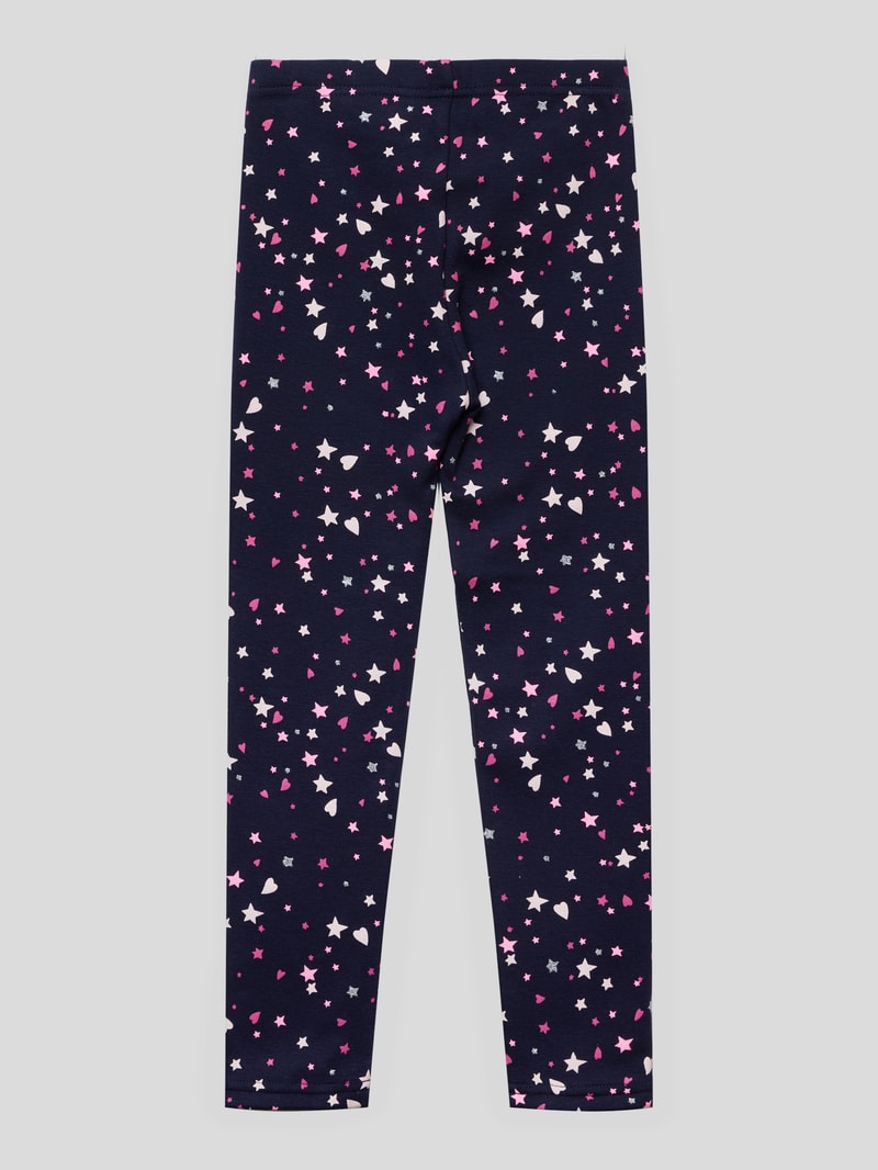Leggings mit Allover-Motiv-Print in marineblau