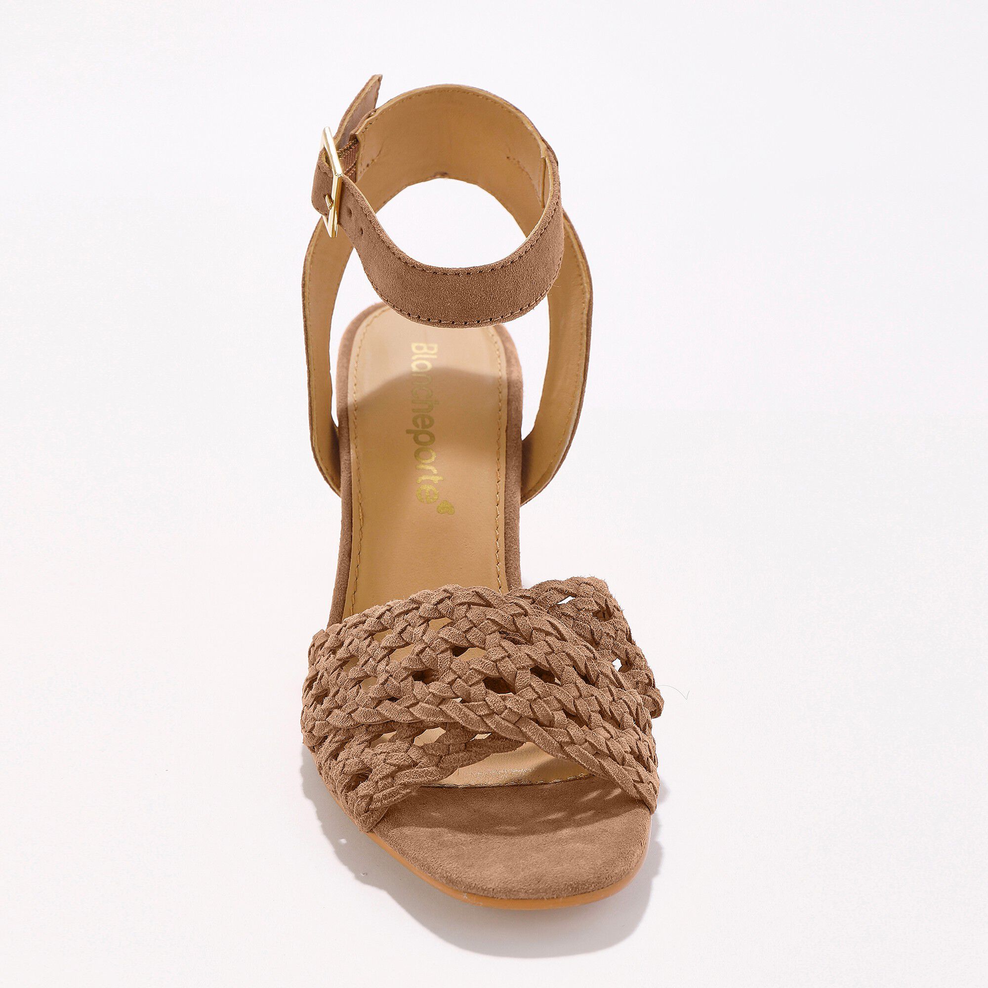 Sandales à brides en cuir tressé à talon