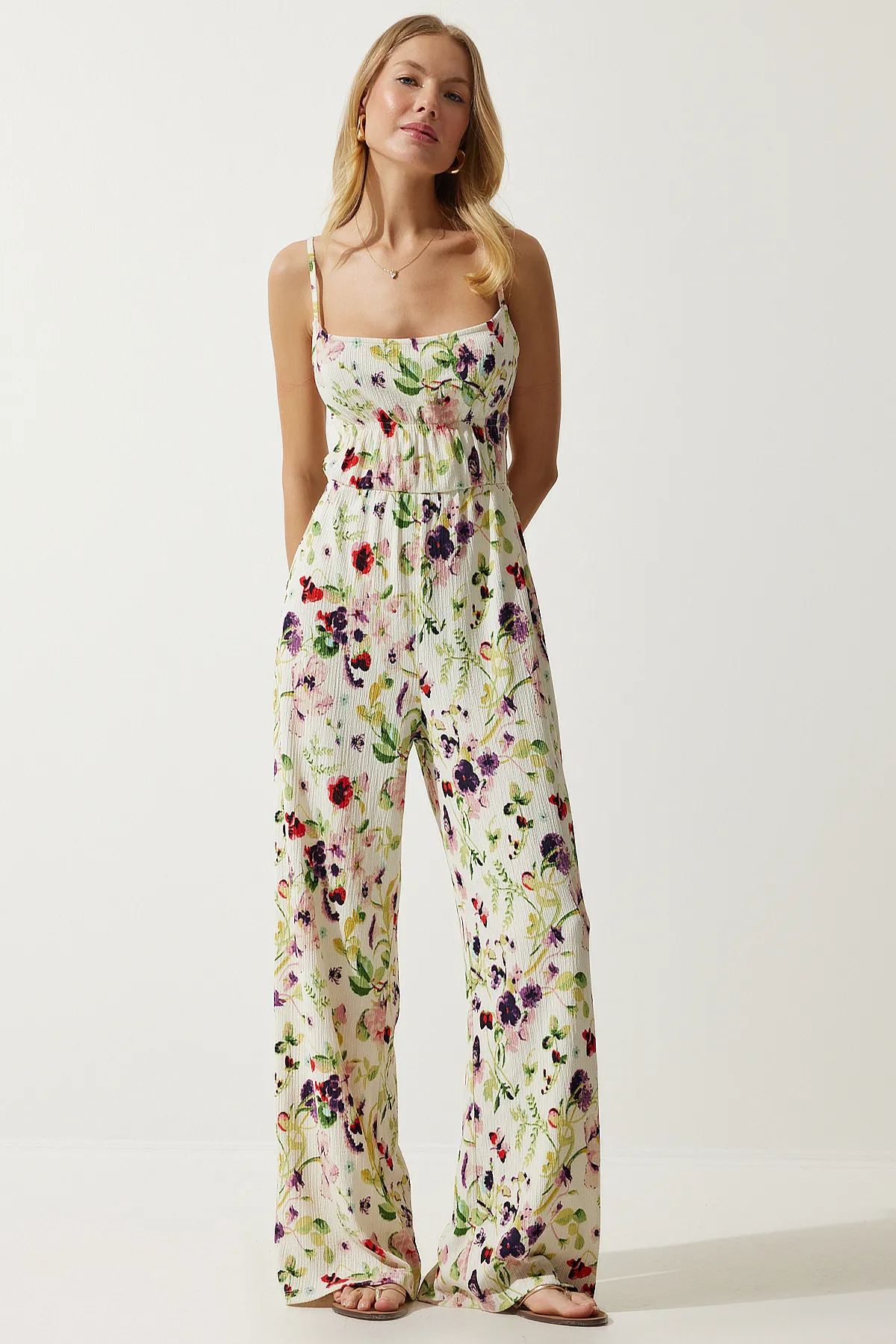 Happiness İstanbul  Jumpsuit - Ecru - Regular Fit