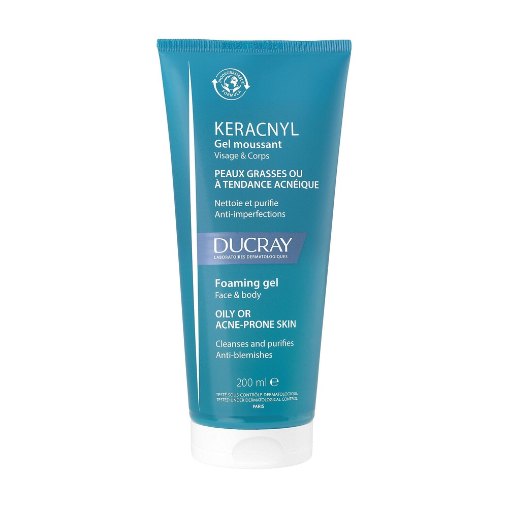 Ducray Keracnyl - Gel moussant nettoyant purifi ant visage peau grasse 200ml Nettoyant