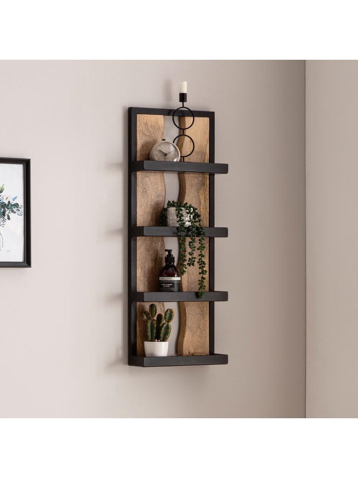 KADIMA DESIGN Wandregal 30x80x10 cm Massivholz / Metall Hängeregal günstig kaufen onesize