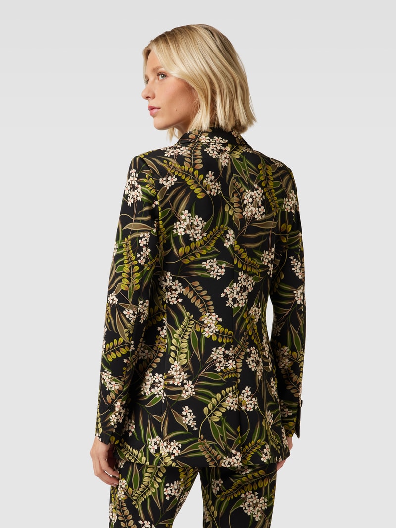 Blazer mit floralem Muster in schwarz