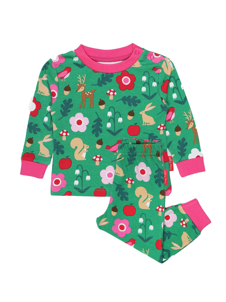 Toby Tiger Zweiteiliger Schlafanzug mit Wald Print in grün günstig kaufen