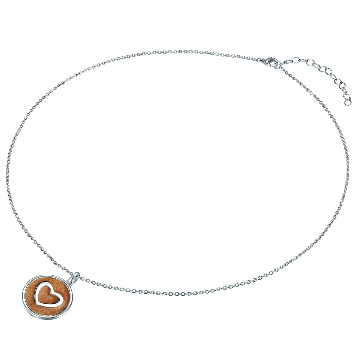 Halskette Herz Sterling Silber Sand in Silber