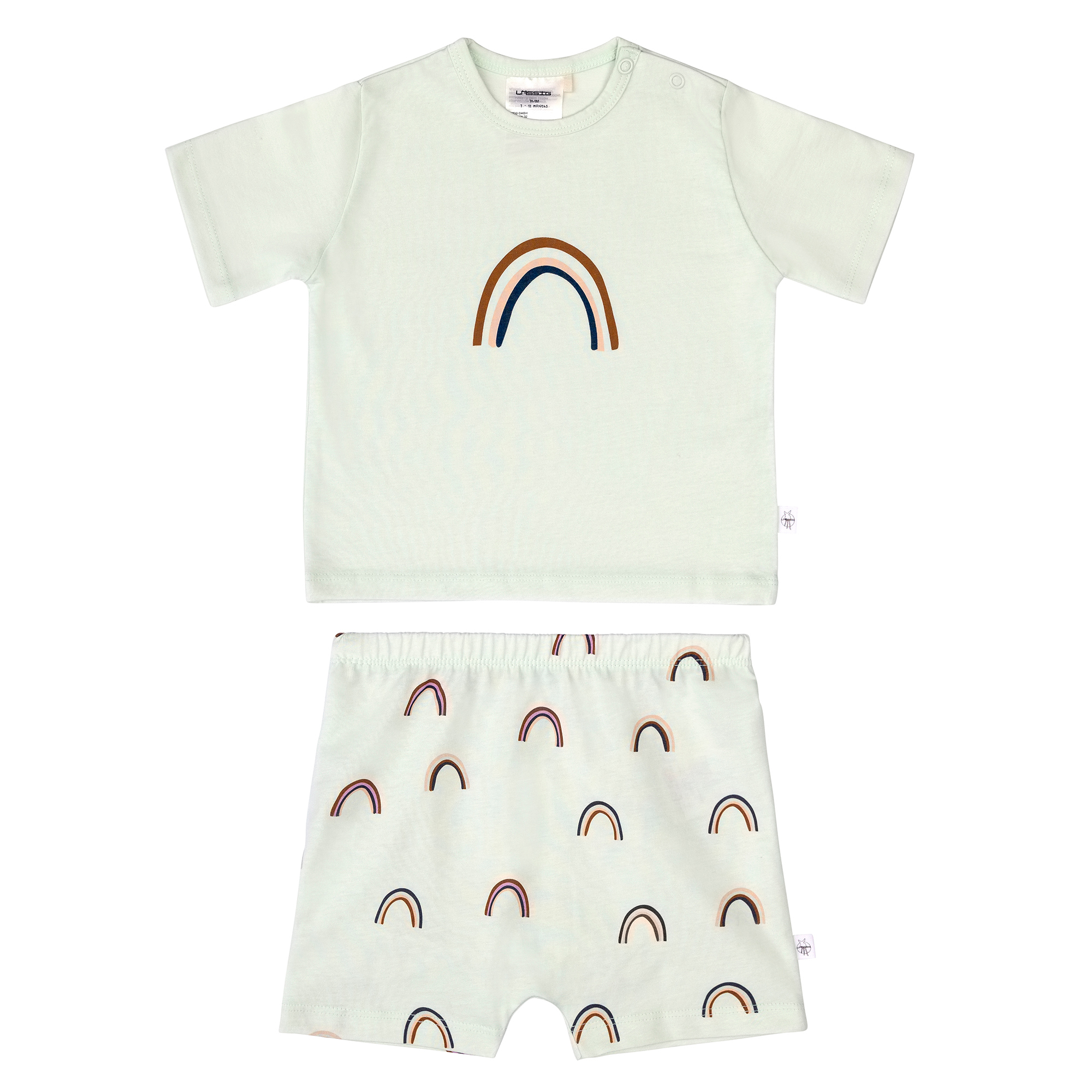 Kinder Pyjama Kurz - Bio Baumwolle, Regenbogen Mint