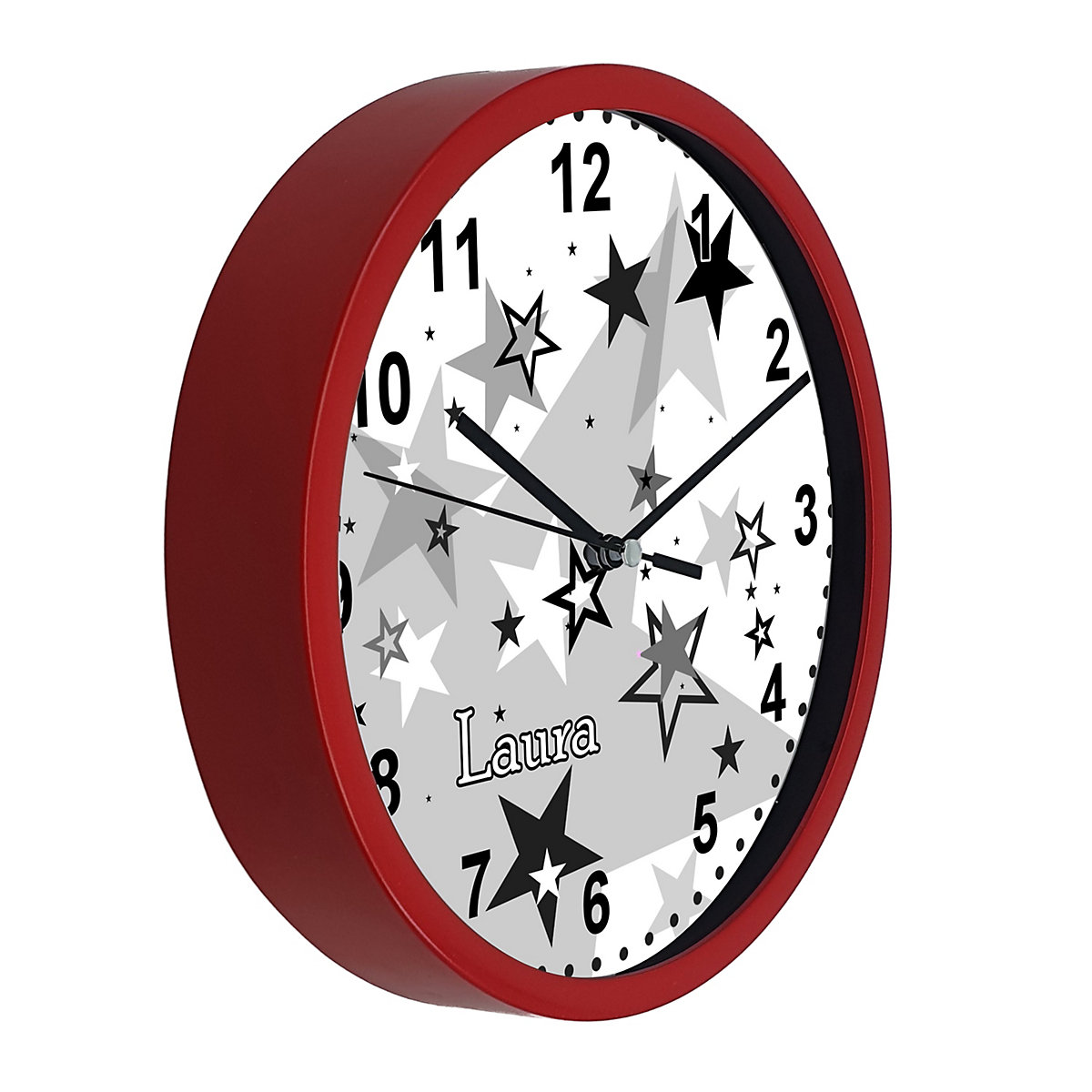 Kinder Wanduhr personalisiert mit Name Sternenhimmel Schwarz