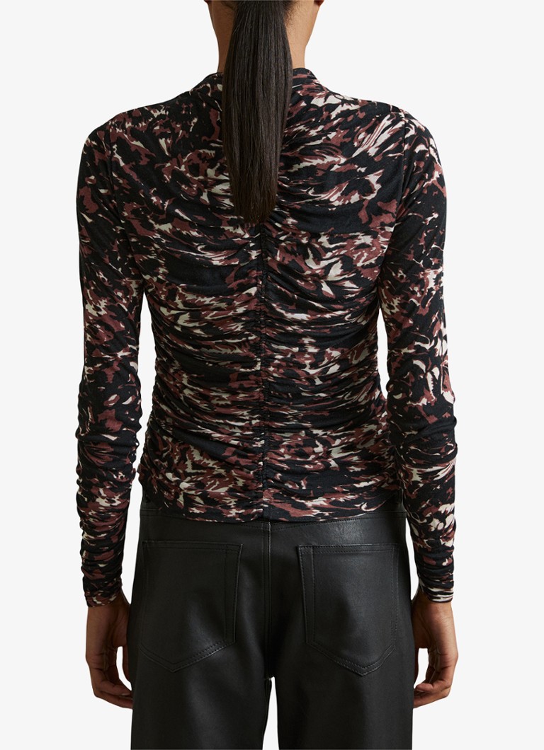 Reiss Tammy top in wool blend with pleat detail and floral print