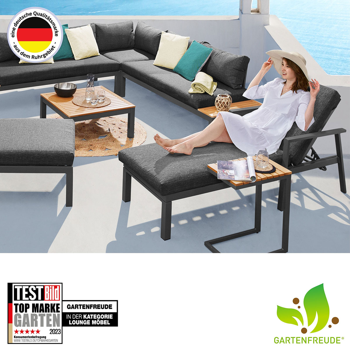 Weles Gartenfreude Aluminium Sonnenliege Ambience Dark Grey/Dark Grey