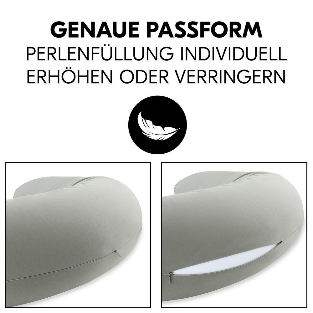 Hauck Stillkissen Nurse N Care - Anthracite, Lagerungskissen Schwangerschaftskissen 190 cm Länge Baumwolle waschbar