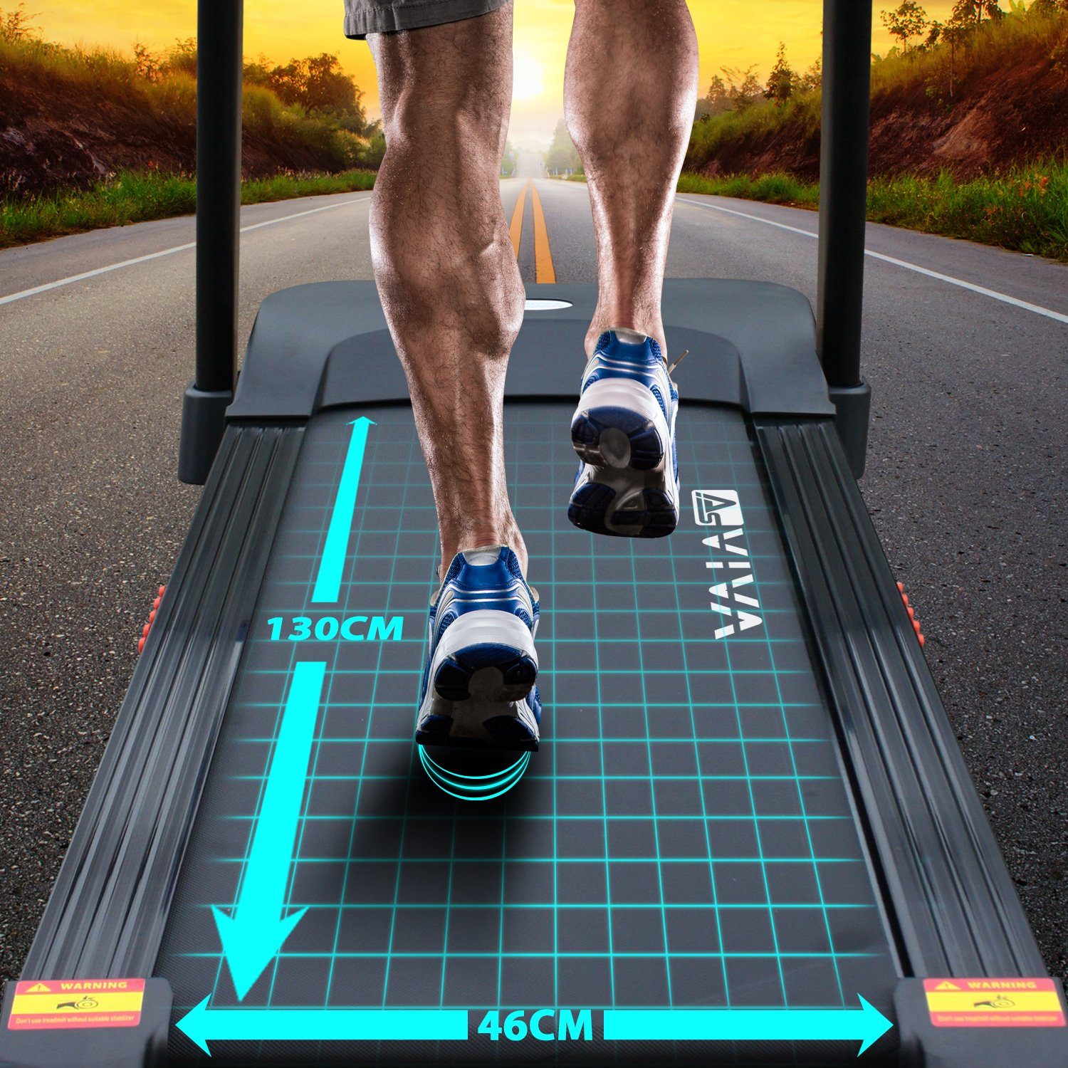 AsVIVA Laufband AsVIVA T16 Bluetooth Cardio, USB & MP3 Anschluss, Lautsprecher, Inklusive Polar T34 Pulsgurt