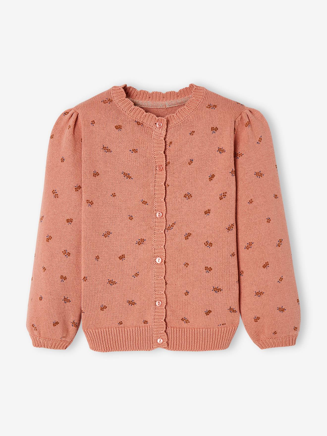 Gilet imprimé fille finition festonnée blanc imprimé